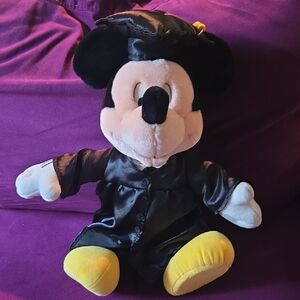 Vintage "Graduation" Mickey Mouse Plush With Posable Legs & Arms